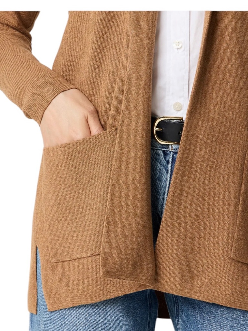 J. CREW Factory Chelsea Sweater Blazer Open Cardigan Size Medium in Camel - Picture 6 of 12